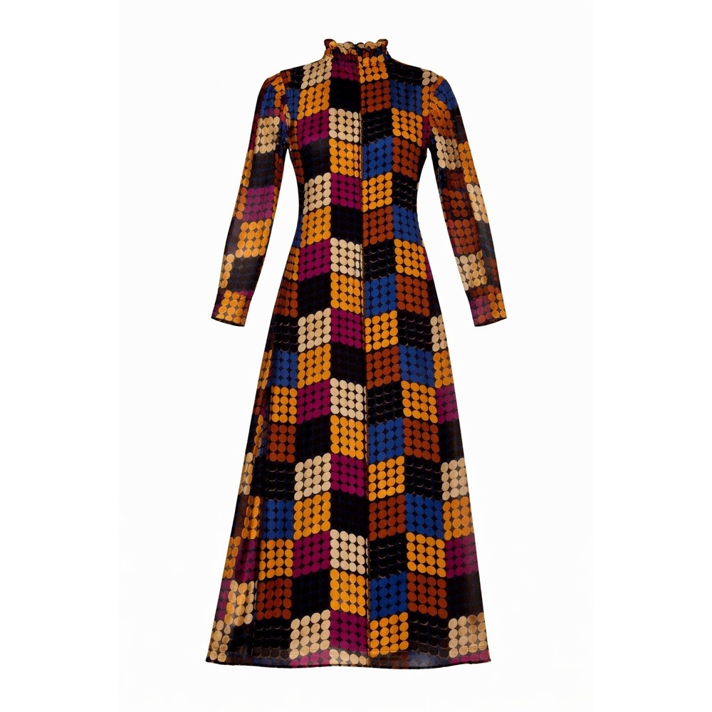 Isle by Melis Kozan Dress Large Colorful Stretchy Mod Pop Art Circles